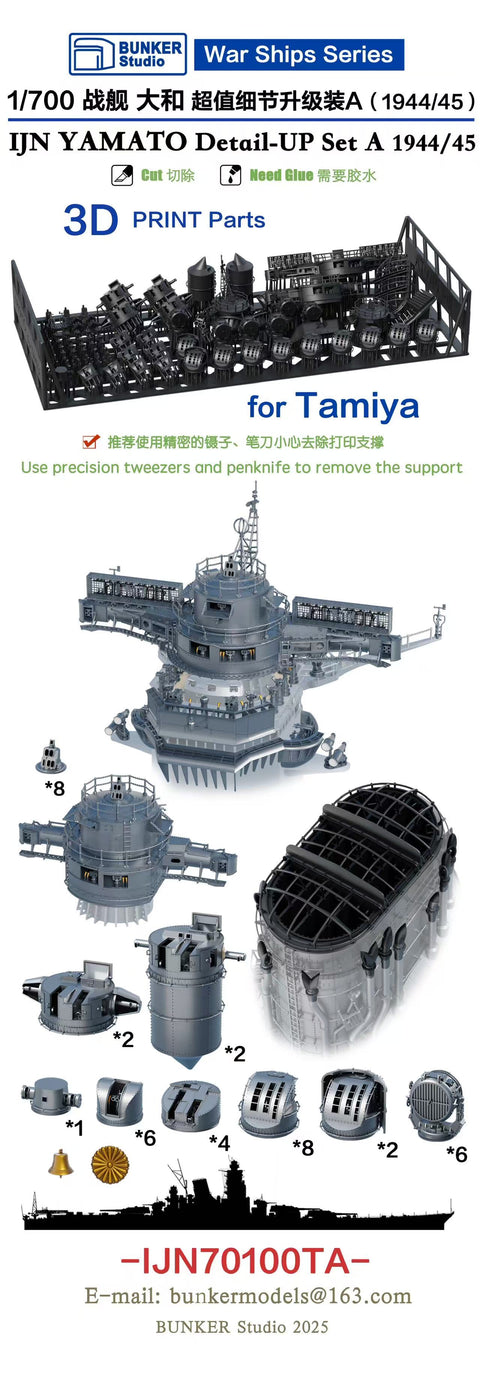 バンカースタジオ IJN70100TA 1/700 WWII日本海軍 戦艦 大和 ディティールアップセット 1944/45年 A バリューパック