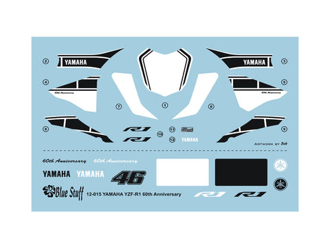 ブルースタッフ BS 12-015 1/12 ヤマハ YZF-R1 60周年記念 - 1/12デカール タミヤ14133