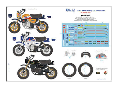ブルースタッフ BS 12-018 1/12 ホンダ 125 モンキー カスタムカラー - 1/12デカール タミヤ14134