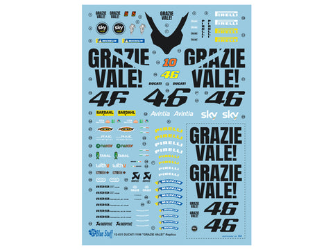 ブルースタッフ BS 12-031 1/12 ドゥカティ 1199 パニガーレS "GRAZIE VALE!" レプリカ - 1/12デカール タミヤ14129