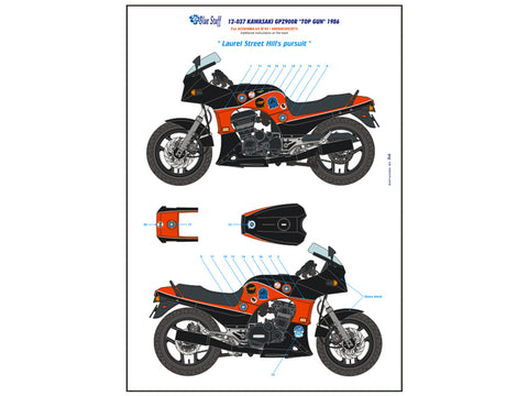 ブルースタッフ BS 12-037 1/12 カワサキ GPZ900R "トップガン" - 1/12デカール アオシマ N°43 / 4905083053973