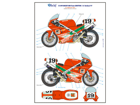 ブルースタッフ BS 12-049 1/12 ドゥカティ 888 Team GROTTINI / ダビデ・タルドッツィ 91' - 1/12デカール タミヤ14063