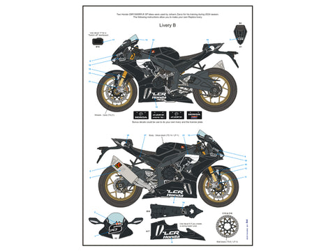 ブルースタッフ BS 12-052 1/12 ホンダ CBR1000RR-R SP - トレーニングバイク レプリカ / ヨハン・ザルコ 24' - 1/12デカール タミヤ14138 / 14141