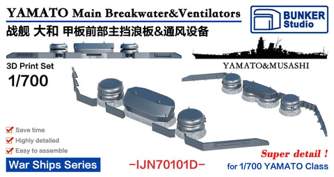 バンカースタジオ IJN70101D 1/700 WWII日本海軍 戦艦 大和 波切り板,通風筒セット