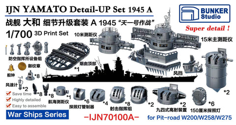 バンカースタジオ IJN70100A 1/700 WWII日本海軍 戦艦 大和 ディティールアップセット 1944/45年 A バリューパック