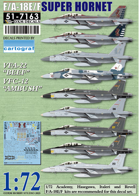 DXM 51-7163 1/72 アメリカ海軍 F/A-18E/F スーパーホーネット VFA-22 & VFC-12