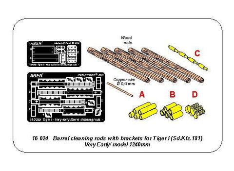 アベール 16024 1/16 ドイツ タイガーI型用初期型クリーニングロッド・ブラケット