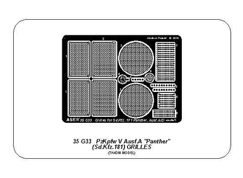 アベール 35G33 1/35 ドイツ パンサーA型用エンジングリル(タコム用)