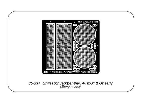 アベール 35G34 1/35 ドイツ ヤークトパンサーG1用エンジングリル(MENG用)