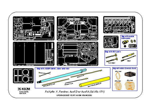 アベール 35K02T 1/35 ドイツ パンサーA/D型 ボックスフルセット エッチング アルミ砲身他(タコム用)