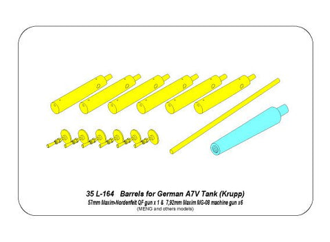 アベール 35L164 1/35 ドイツ A7V戦車用砲身・機銃セット(MENG用)