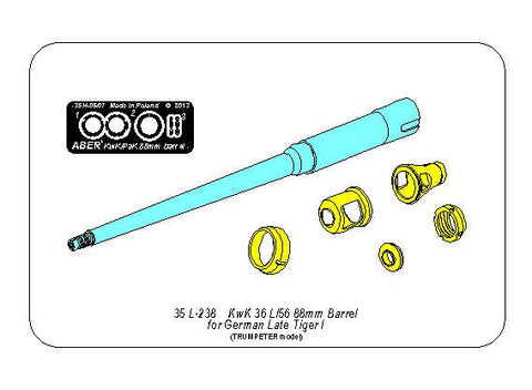 アベール 35L238 1/35 ドイツ タイガーI 後期型用 8.8cmKwk36砲身(トランぺッター用)