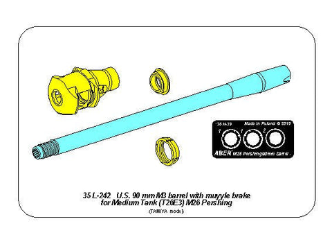 アベール 35L242 1/35 アメリカ M26パーシング(T26E3)用90mmM3砲身マズルブレーキ付(タミヤ用)