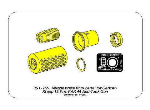 アベール 35L265 1/35 ドイツ 12.8cmPak44対戦車砲用マズルブレーキ付き (トランぺッター用)