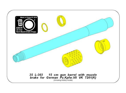 アベール 35L303 1/35 ドイツ VK7201(K)重戦車用 多孔マズルブレーキ付 150mm砲身(アミュージングホビー用)