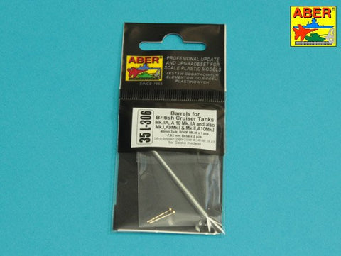 アベール 35L306 1/35 イギリス 巡航戦車Mk.I(A9)Mk.II(A10)用 2ポンド砲身・ベサ機銃身2本(ゲッコーモデル用)