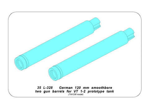 アベール 35L328 1/35 ドイツ VT1-2試作戦車用120 mm スムースボア ツーガンバレル(タコム用)