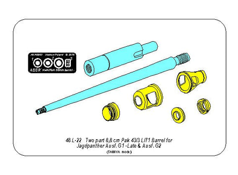 アベール 48L22 1/48 ドイツ ヤークトパンサー用 7.5cmKwk43/3ツーピース砲身(タミヤ用)
