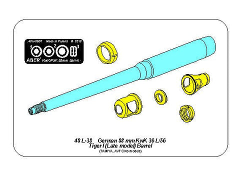 アベール 48 L38 1/48 ドイツ 8.8cmKwK36 L/56タイガーI後期型用砲身(タミヤ AFVクラブ用)