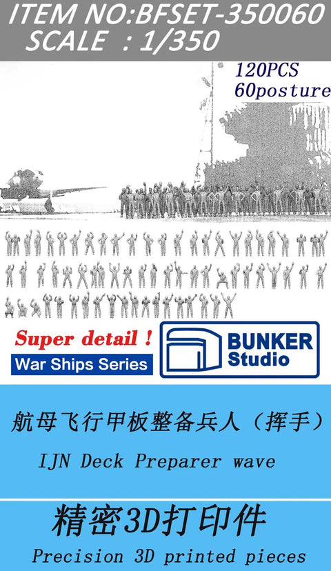 バンカースタジオ BFSET350060 1/350 WWII 日本海軍 航空母艦 甲板作業員 艦上機発艦中 ”帽振れ!”(120体入り)