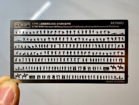 バンカースタジオ BK70005 1/700 WWIIドイツ エッチングフィギュアセット 2 陸軍歩兵,装甲部隊兵