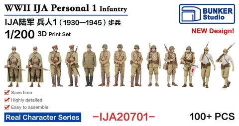 バンカースタジオ IJA20701 1/200 WWII日本陸軍 フィギュアセット 1 歩兵 1930-45年