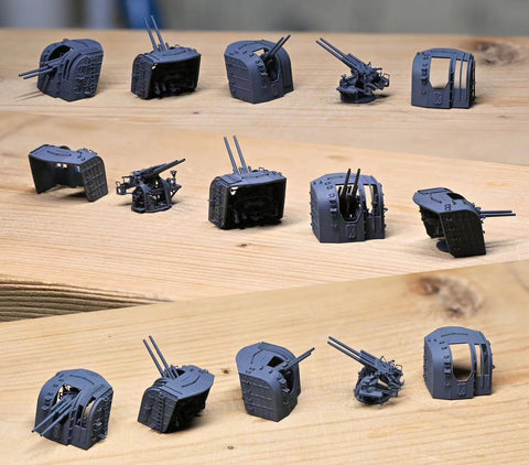 バンカースタジオ IJN35009 1/350 WWII 日本海軍 40口径八九式127mm連装高角砲 A1型改1 (4基入り)