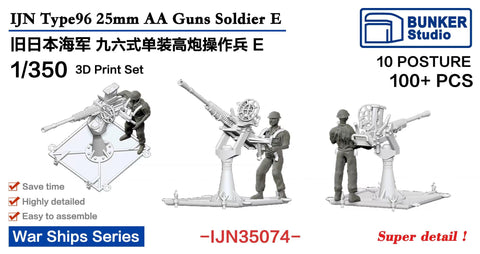 バンカースタジオ IJN35074 1/350 WWII 日本海軍 九六式25mm単装機銃 操作員 セットE(100体入り)