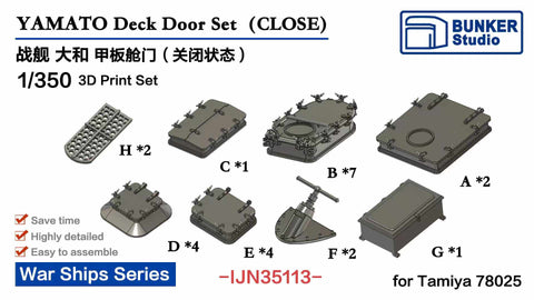 バンカースタジオ IJN35113 1/350 WWII 日本海軍 戦艦 大和 甲板昇降口セット(閉)
