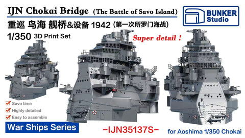 バンカースタジオ IJN35137S 1/350 WWII日本海軍 重巡洋艦 鳥海 艦橋セット 1942年(第一次ソロモン海戦)(アオシマ用)