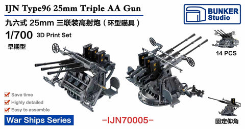 バンカースタジオ IJN70005 1/700 WWII日本海軍 九六式25mm三連装機銃 環型照準器 初期型