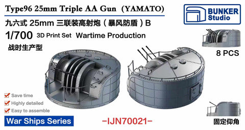 バンカースタジオ IJN70021 1/700 WWII日本海軍 戦艦 大和 九六式25mm三連装機銃(爆圧よけシールド付き)B 戦時生産型