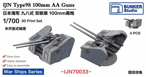 バンカースタジオ IJN70033 1/700 WWII日本海軍 65口径九八式10cm連装高角砲(超大和型/大鳳用)