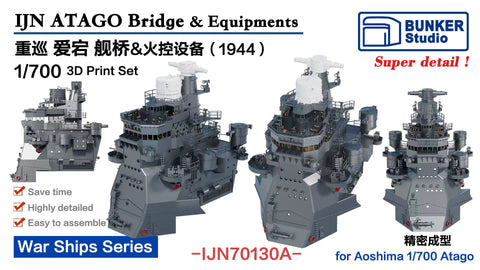 バンカースタジオ IJN70130A 1/700 WWII日本海軍 重巡洋艦 愛宕 艦橋セット 1944年(アオシマ用)