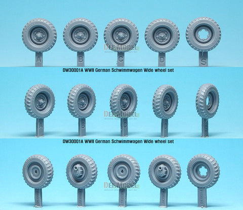 DEFモデル DW30001A 1/35 シュビムワーゲン ワイドタイヤ(コンチネンタル)-自重変形 (タミヤ用)