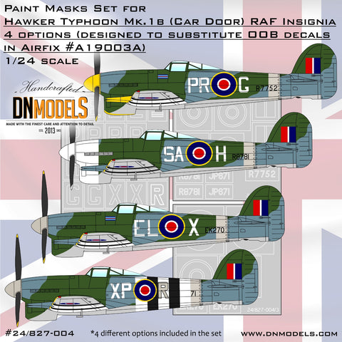 DNモデル 24/827-004 1/24 ホーカー タイフーン Mk.1B (カードア) RAF記章 (エアフィックス A19003A)