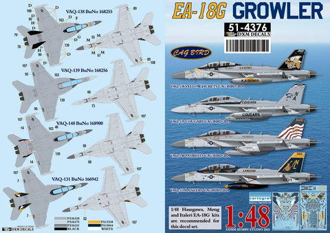 DXM 51-4376 1/48 アメリカ海軍 F/A-18G グラウラー VAQ-131 ランサーズ/VAQ-138 イエロージャケッツ/VAQ-139 クーガーズ/VAQ-140 パトリオッツ