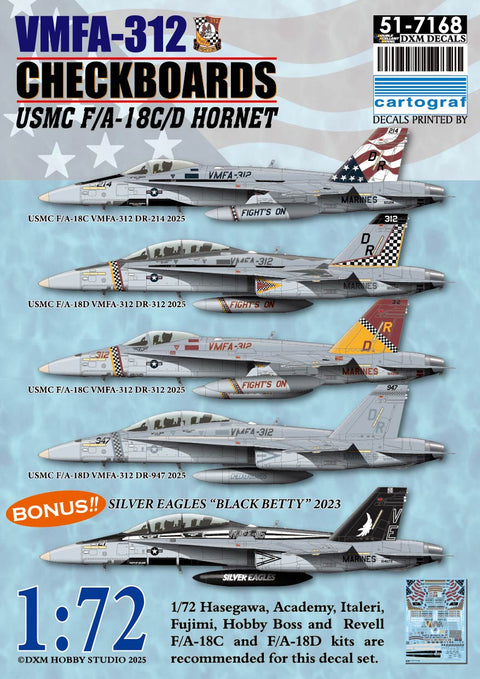 DXM 51-7168 1/72 アメリカ海兵隊 F/A-18C/D ホーネット VMFA-312 チェッカーボーズ 岩国基地