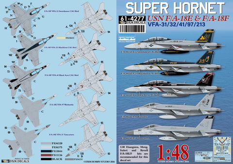 DXM 61-4277 1/48 アメリカ海軍 F/A-18E/F スーパーホーネット VFA-31/32/41/97/213 デカールセット