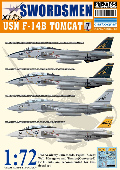 DXM 61-7165 1/72 アメリカ空軍 VF-32 ソードマン F-14B トムキャット コレクション #7
