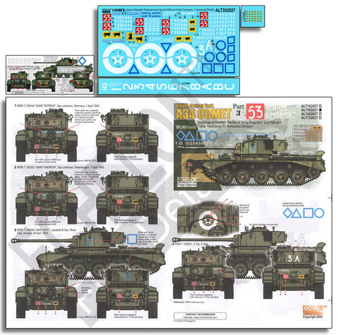 エシュロン ALT352027 1/35 第11機甲師団のA34コメット巡航戦車 パート3 第3王立戦車連隊(3 RTR)