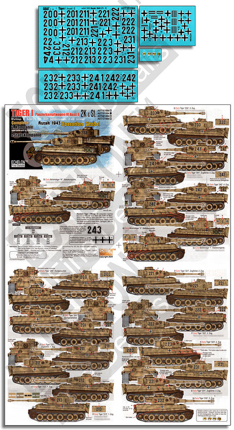 エシュロン AXT351064 1/35 第503重戦車大隊第2中隊&本部中隊のタイガーI戦車 クルスク1943 ツィタデレ作戦時