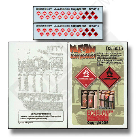 エシュロン D356016 1/35 アメリカ陸軍 軍用ジェリカン用可燃物/危険物表示マーキング