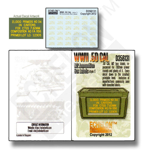 エシュロン D356131 1/35 第二次世界大戦の.50口径弾薬箱ラベル(1)7.62mm用