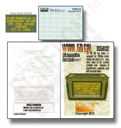 エシュロン D356132 1/35 第二次世界大戦の.50口径弾薬箱ラベル(2)7.62mm用