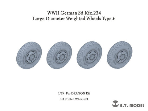 E.T.モデル P35-106 1/35 WWII ドイツ重装甲車Sd.Kfz.234用大径ホイール自重変形タイヤ タイプ6(ドラゴン用)
