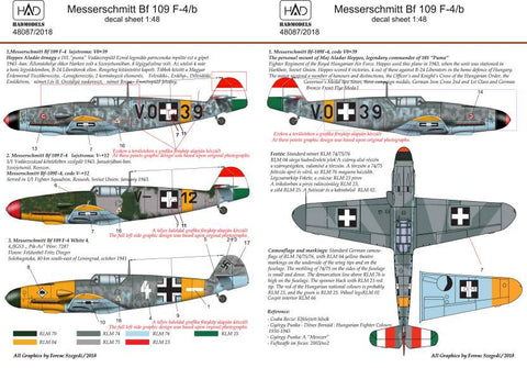 HADモデル 48087/2018 1/48 メッサーシュミット Bf 109 F-4/b パートII デカールシート