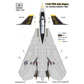 HADモデル 48196 1/48 復刻版 F-14A VF-84 ジョリーロジャース BuNo162702 デカールシート