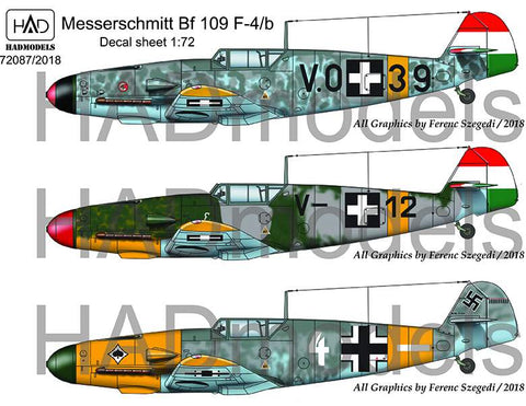 HADモデル 72087/2018 1/72 メッサーシュミット Bf 109 F-4/b デカールシート(修正版)