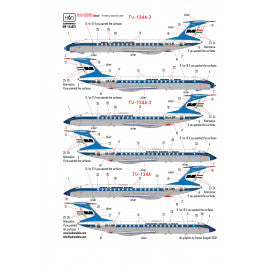 HADモデル DW-144001 1/144 Tu-134 Tu-134 A Tu-134 - A-3 マレーヴ 70~80年代 ドライウォーターデカールシート